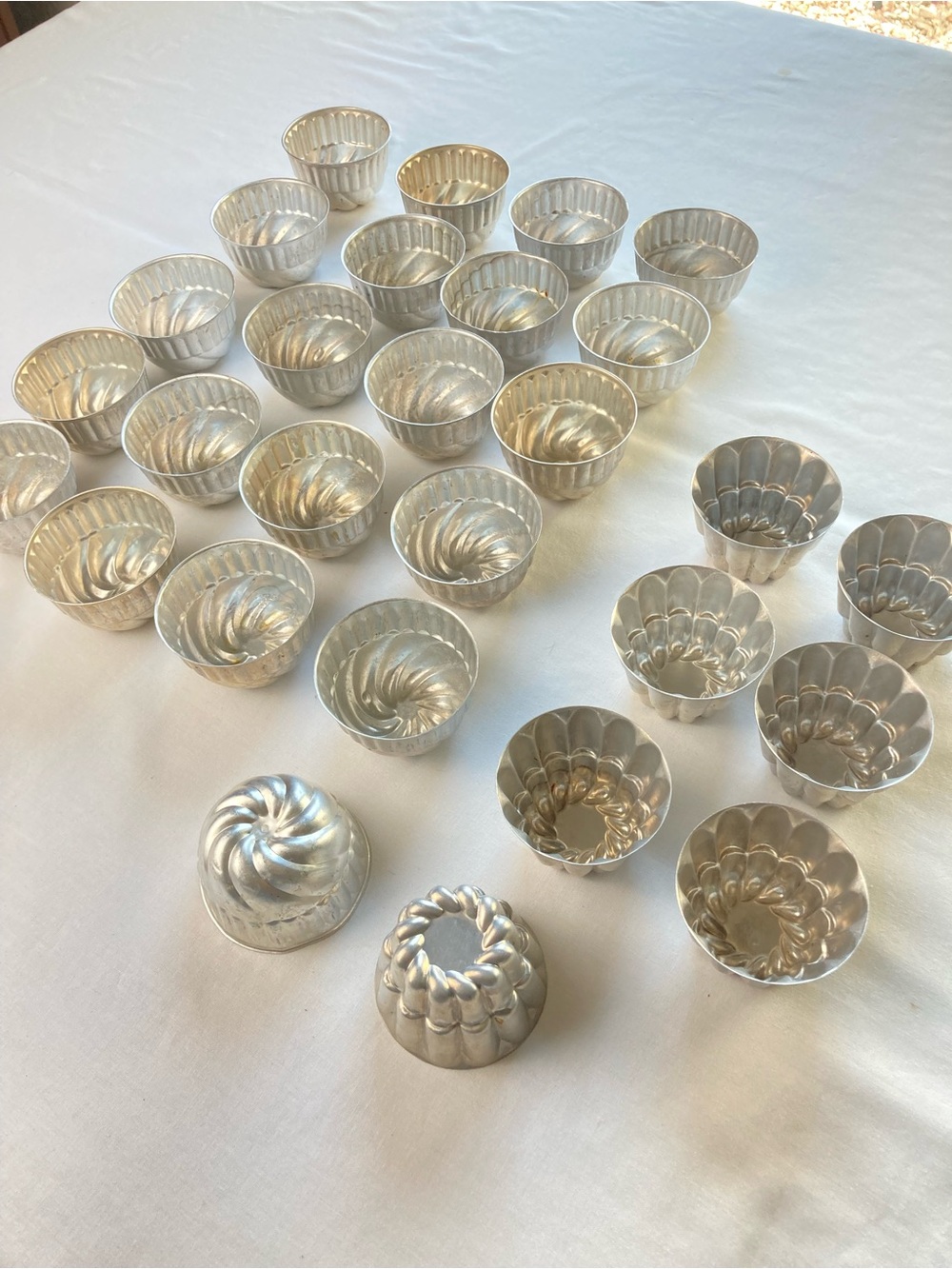 Vintage Aluminum Mini Bundt & Fluted Molds Baking Shells - Set of 28